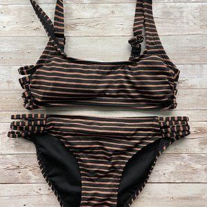 Xhiliration Striped Bikini Set